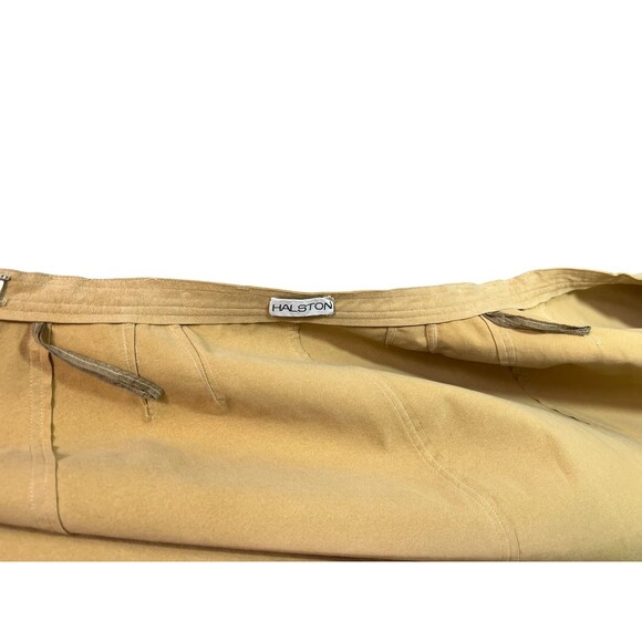 Halston Vintage 70's Beige Tan Ultrasuede Wrap Skirt A-Line High Waist Size S - Picture 3 of 10